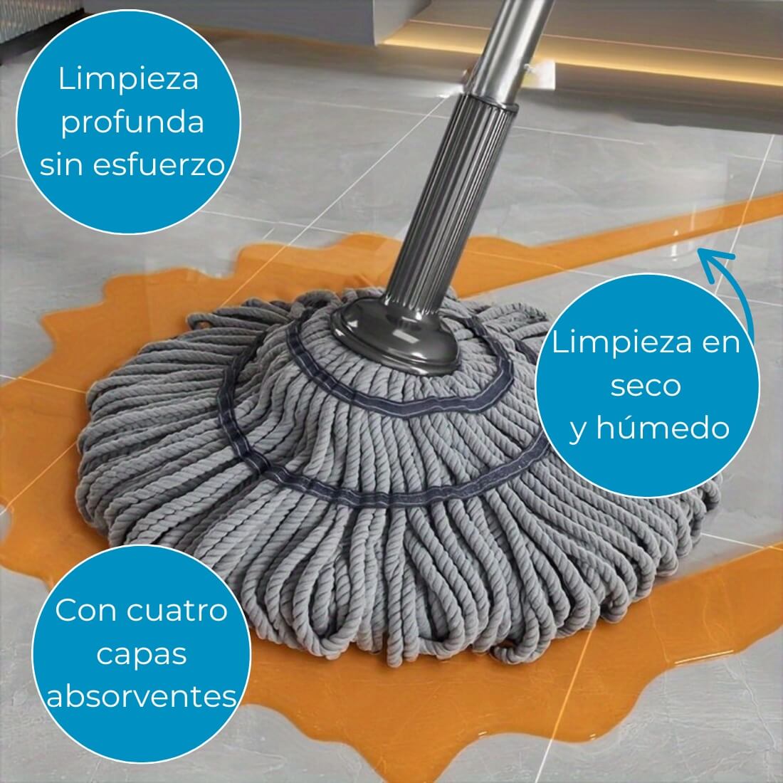 FREGONA 2.0 | FREGONA AUTOESCURRIBLE + MANGO INOXIDABLE
